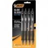 BIC Glide Bold Kugelschreiber, einziehbar, fett 1,6 mm, schwarze Tinte, durchscheinender schwarzer Schaft, 4/Packung