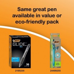 BIC Glide Bold Kugelschreiber, einziehbar, fett 1,6 mm, schwarze Tinte, durchscheinender schwarzer Schaft, 4/Packung