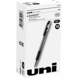 uni-ball 65450 Signo Gel GRIP Rollerball Stick Gelstift, schwarze Tinte, mittleres Dutzend