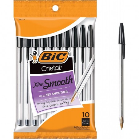 BIC Cristal Xtra Smooth Kugelschreiber, mittlere Spitze (1,0 mm), schwarz, 10 Stück (12er-Pack)