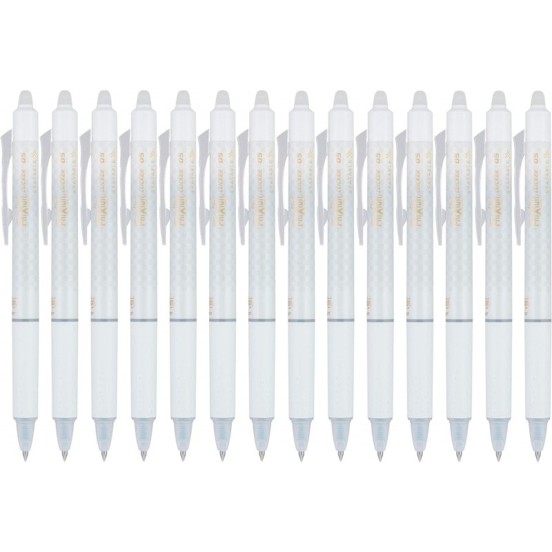 PILOT FriXion Design Collection radierbare Stifte, extrafeine Spitze, weißer Schaft, schwarze Tinte, 14 Stück (12885)