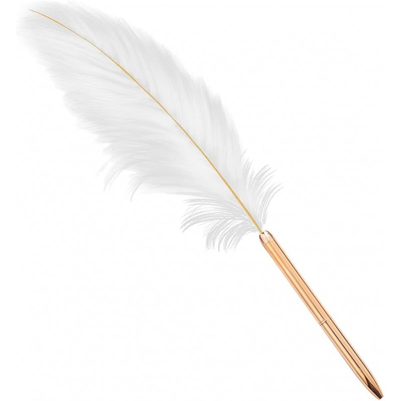 Fancy Feather Schwarz Tinten Stift für Braut Hochzeit Feder Kugelschreiber Plating Pen Sanftes Schreiben für Hochzeit Kugelschreiber Schwarz Feine Spitze, wie beschrieben