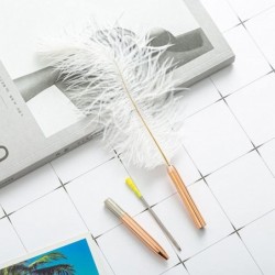 Fancy Feather Schwarz Tinten Stift für Braut Hochzeit Feder Kugelschreiber Plating Pen Sanftes Schreiben für Hochzeit Kugelschreiber Schwarz Feine Spitze, wie beschrieben