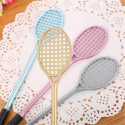 Niedlicher farbiger Gel-Tintenstift mit Badminton-Racket-Motiv, niedlicher schwarzer Kawaii-Schreibstift, Kugelschreiber, schwarzer Gel-Tintenstift, Partygeschenk, lustiger Gel-Tintenstift, Schulschreibwaren und Bürobedarf (5 Stück)