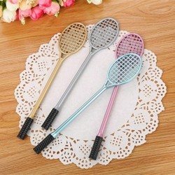 Niedlicher farbiger Gel-Tintenstift mit Badminton-Racket-Motiv, niedlicher schwarzer Kawaii-Schreibstift, Kugelschreiber, schwarzer Gel-Tintenstift, Partygeschenk, lustiger Gel-Tintenstift, Schulschreibwaren und Bürobedarf (5 Stück)