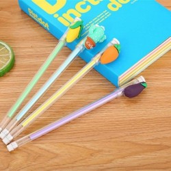 Niedlicher farbiger Gel-Tintenstift mit Gemüse, Mais, Kaktus, Aubergine, niedlicher Kawaii-Schreibstift in Schwarz, Kugelschreiber, Gelstift mit schwarzer Tinte, Partygeschenk, lustiges Schul- und Büromaterial (5 Stück)