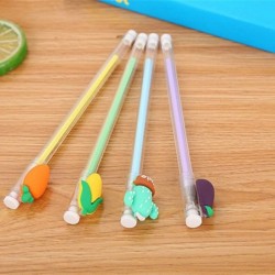 Niedlicher farbiger Gel-Tintenstift mit Gemüse, Mais, Kaktus, Aubergine, niedlicher Kawaii-Schreibstift in Schwarz, Kugelschreiber, Gelstift mit schwarzer Tinte, Partygeschenk, lustiges Schul- und Büromaterial (5 Stück)