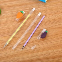 Niedlicher farbiger Gel-Tintenstift mit Gemüse, Mais, Kaktus, Aubergine, niedlicher Kawaii-Schreibstift in Schwarz, Kugelschreiber, Gelstift mit schwarzer Tinte, Partygeschenk, lustiges Schul- und Büromaterial (5 Stück)