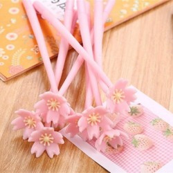 Niedlicher farbiger Gel-Tintenstift mit romantischen Blumen, niedlicher Kawaii-Schreibstift in Schwarz, Kugelschreiber, Gel-Tintenstift mit schwarzer Tinte, Partygeschenk, lustiger Gel-Tintenstift, Schul- und Bürobedarf (5 Stück)