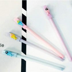 Gel-Tintenstift mit Tier-Fischgräten-Motiv, süßer Kawaii-Schreibstift in Schwarz, Kugelschreiber, Gel-Tintenstift mit schwarzer Tinte, Partygeschenk, lustiges Schul- und Büromaterial (5 Stück)