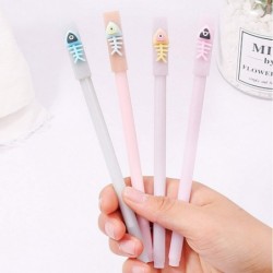 Gel-Tintenstift mit Tier-Fischgräten-Motiv, süßer Kawaii-Schreibstift in Schwarz, Kugelschreiber, Gel-Tintenstift mit schwarzer Tinte, Partygeschenk, lustiges Schul- und Büromaterial (5 Stück)