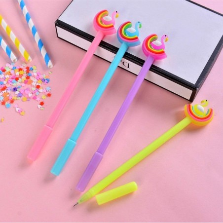 Gelschreiber mit bunten Schwänen, süßer Kawaii-Schreibstift in Schwarz, Kugelschreiber mit schwarzer Tinte, Gelschreiber, Partygeschenk, lustiges Schul- und Büromaterial (5 Stück)