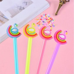 Gelschreiber mit bunten Schwänen, süßer Kawaii-Schreibstift in Schwarz, Kugelschreiber mit schwarzer Tinte, Gelschreiber, Partygeschenk, lustiges Schul- und Büromaterial (5 Stück)