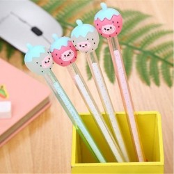 Süßer Gel-Tintenstift mit Frucht-Erdbeer-Motiv, süßer schwarzer Kawaii-Schreibstift, Kugelschreiber, schwarzer Gel-Tintenstift, Partygeschenk, lustiges Schul-Schreibwaren und Büromaterial (7 Stück)