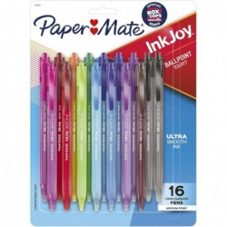 Paper Mate InkJoy 100RT Druckkugelschreiber, mittlere Spitze (1,0 mm), sortiert, 16 Stück