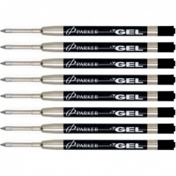 Parker Gel-Rollerball-Mine für Tintenroller, mittlere Spitze, schwarze Tinte, insgesamt 8 Minen