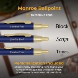 Personalisierter Kugelschreiber von Dayspring Pens | Monroe-blauer Stift mit individueller Gravur in Geschenkbox | Geschenk für Geburtstage, Beförderungen und Jubiläen | Druckkugelschreiber mit Klickmechanismus und schwarzer Tinte