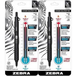 Zebra Pen X-701 Druckkugelschreiber, 0,7 mm feine Spitze, schwarze Tinte, entspiegeltes mattschwarzes Finish (29811) – 2er-Pack