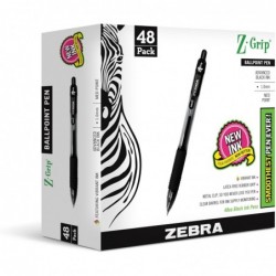 Zebra Pen Z-Grip Druckkugelschreiber, mittlere Spitze, blaue und schwarze Tinte, 96 Stück