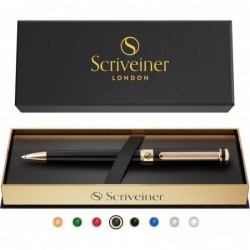 Scriveiner-Kugelschreiber in Schwarzlack – atemberaubender Luxus-Stift mit 24-Karat-Gold-Finish, schwarze Schmidt-Mine, bestes Kugelschreiber-Geschenkset für Männer und Frauen, professionelles Chefbüro, schöne, ausgefallene Designer-Stifte