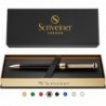 Scriveiner-Kugelschreiber in Schwarzlack – atemberaubender Luxus-Stift mit 24-Karat-Gold-Finish, schwarze Schmidt-Mine, bestes Kugelschreiber-Geschenkset für Männer und Frauen, professionelles Chefbüro, schöne, ausgefallene Designer-Stifte