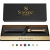 Scriveiner Tintenroller mit schwarzem Lack – umwerfender Luxus-Stift mit 24-Karat-Gold-Finish, Schmidt-Tintenmine, bestes Tintenroller-Geschenkset für Männer und Frauen, Profis, Chefbüros, schöne Stifte