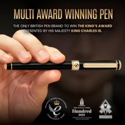 Scriveiner Tintenroller mit schwarzem Lack – umwerfender Luxus-Stift mit 24-Karat-Gold-Finish, Schmidt-Tintenmine, bestes Tintenroller-Geschenkset für Männer und Frauen, Profis, Chefbüros, schöne Stifte