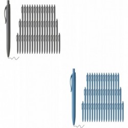 deegtran 50 Stück Kugelschreiber mit grauem Schaft und schwarzer Tinte + 50 Stück Kugelschreiber mit blauem Schaft und blauer Tinte