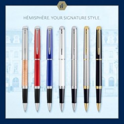 Waterman Hémisphère Tintenroller, Edelstahl mit Chromverzierung, feine Spitze, mit schwarzer Tintenpatrone, Geschenkbox