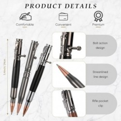 Crtiin Bullet Pens für Männer, Bullet Pen Bolt Action Pen, Kugelschreiber für Waffenliebhaber, mit Stift-Geschenkbox und schwarzen Tintenminen für Vatertag, Erntedankfest, Weihnachten, Bürodekor-Geschenk