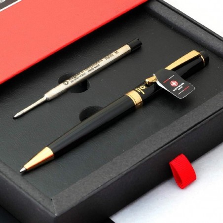 Swiss Expert Roller Ballpen mit kostenloser Gravur, Kugelschreiber, nachfüllbarer Stift, einziehbarer mittelgroßer Nachfüllstift mit schwarzer Tinte, personalisierte Geschenke für Männer und Frauen, edle Geschenkbox