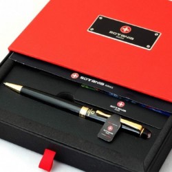 Swiss Expert Roller Ballpen mit kostenloser Gravur, Kugelschreiber, nachfüllbarer Stift, einziehbarer mittelgroßer Nachfüllstift mit schwarzer Tinte, personalisierte Geschenke für Männer und Frauen, edle Geschenkbox