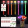 Qilery 54er-Set leuchtende Weihnachtskugelschreiber mit Weihnachtsanhängern, LED-Kugelschreiber mit schwarzer Tinte, Weihnachtsgeschenktütenfüller für Kinder, Erwachsene, Studenten, Urlaub, Büro, Schule