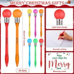 Qilery 54er-Set leuchtende Weihnachtskugelschreiber mit Weihnachtsanhängern, LED-Kugelschreiber mit schwarzer Tinte, Weihnachtsgeschenktütenfüller für Kinder, Erwachsene, Studenten, Urlaub, Büro, Schule