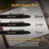 Personalisierter Fisher Bullet Space Pen mit Clip – Mattschwarzer Kugelschreiber mit individueller Messinggravur, mittlere Schreibspitze, schwarze Tinte, unter Druck für extreme Bedingungen – Ideales Geschenk für Profis und Abenteurer