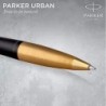 PARKER Urban Twist Kugelschreiber | Gedämpftes Schwarz mit goldener Verzierung | Mittelspitze, blaue Tintenmine | Geschenkbox