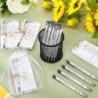 50 Sets Hochzeitsgeschenke für Gäste, inklusive 50 Druckkugelschreiber mit schwarzer Tinte, 50 Dankeskarten, 50 Organzabeutel mit Hanfseil, Brautparty-Geschenke, Brautparty-Geschenke für Partyzubehör