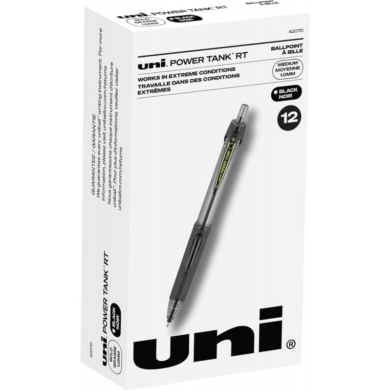 uniball™ Power Tank Druckkugelschreiber, 12er-Pack, breite Spitze, 1,0 mm, schwarzer Schaft, schwarze Tinte