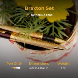 Dayspring Pens Personalisiertes Braxton Kugelschreiber- und Tintenroller-Set – Rot mit Goldrand. 18 Karat vergoldetes Stifteset als Geschenk zum Schulabschluss, zu Weihnachten oder als Geschäftsgeschenk.