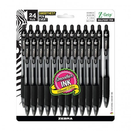 Zebra Pen Z-Grip Druckkugelschreiber, mittlere Spitze, 1,0 mm, schwarze Tinte (Verpackung kann variieren) (6er-Pack, insgesamt 144 Stück)