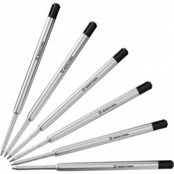 BASTION Aluminium-Stift plus 6 Gel-Minen in Schwarz | Luxuriöser Kugelschreiber mit Metallgehäuse, feine Spitze (0,5 mm), für Damen und Herren, Kugelschreiber-Kombi-Geschenkset (rot)