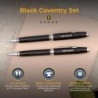 Dayspring Pens Cross Pen mit Gravur | Personalisiertes Cross Coventry Kugelschreiber- und Bleistiftset in Schwarzlack. In Silber graviert. Preiswerter Luxusstift in Cross-Geschenkbox. Schwarze Tinte mit Drehmechanismus.