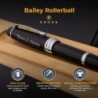 Gravierter Cross Bailey-Rollerball mit Kappe in schwarzem Lack mit silberner Verzierung. Professioneller Geschenkstift für Auszeichnungen, den Ruhestand oder Meilensteinfeiern.