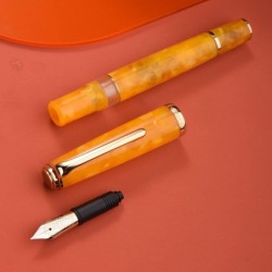 Hongdian N1 Kolbenfüllfederhalter aus extrafeiner Feder, orangefarbener Acryl-Schreibstift