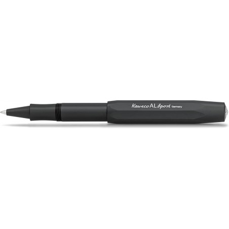 Kaweco AL SPORT Rollerball schwarz I Gel-/Kugelschreiber inkl. 0,7mm Rollerball-Mine im klassischen Design mit Keramikkugel I Premium Aluminium Gel-Roller 13cm