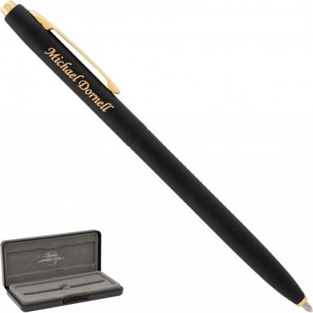 Personalisierter Fisher Shuttle Space Pen – mattschwarzer Kugelschreiber mit individueller Goldgravur, schwarze Tinte mit mittlerer Spitze, unter Druck für extreme Bedingungen – ideales Geschenk für Profis und Weltraum-Enthusiasten