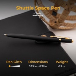 Personalisierter Fisher Shuttle Space Pen – mattschwarzer Kugelschreiber mit individueller Goldgravur, schwarze Tinte mit mittlerer Spitze, unter Druck für extreme Bedingungen – ideales Geschenk für Profis und Weltraum-Enthusiasten