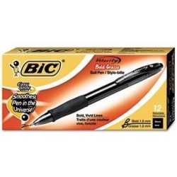 BIC Velocity Atlantis Bold Druckkugelschreiber, 1,6 mm, schwarze Tinte, rauchfarbener Schaft, Verkauf pro Stück zu 60 Stück (BICVLGB11BK)