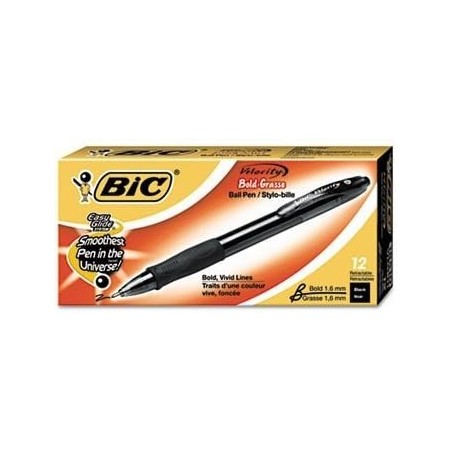 BIC Velocity Atlantis Bold Druckkugelschreiber, 1,6 mm, schwarze Tinte, rauchfarbener Schaft, Verkauf pro Stück zu 60 Stück (BICVLGB11BK)