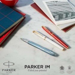 Parker IM Tintenroller, Premium Schwarz und Gold mit schwarzer Tintenmine mit feiner Spitze (1931660)